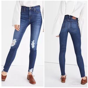 Madewell 9” High Rise Skinny Distressed Jeans